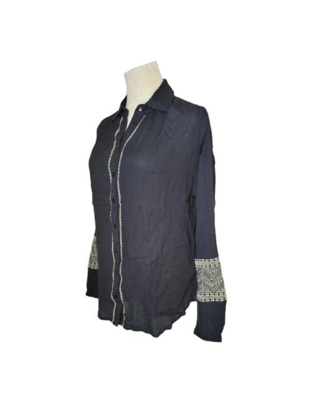 NWT Amuse Society Beach Vida Bling Jetset Woven Button Down Blouse Small - Picture 2 of 5
